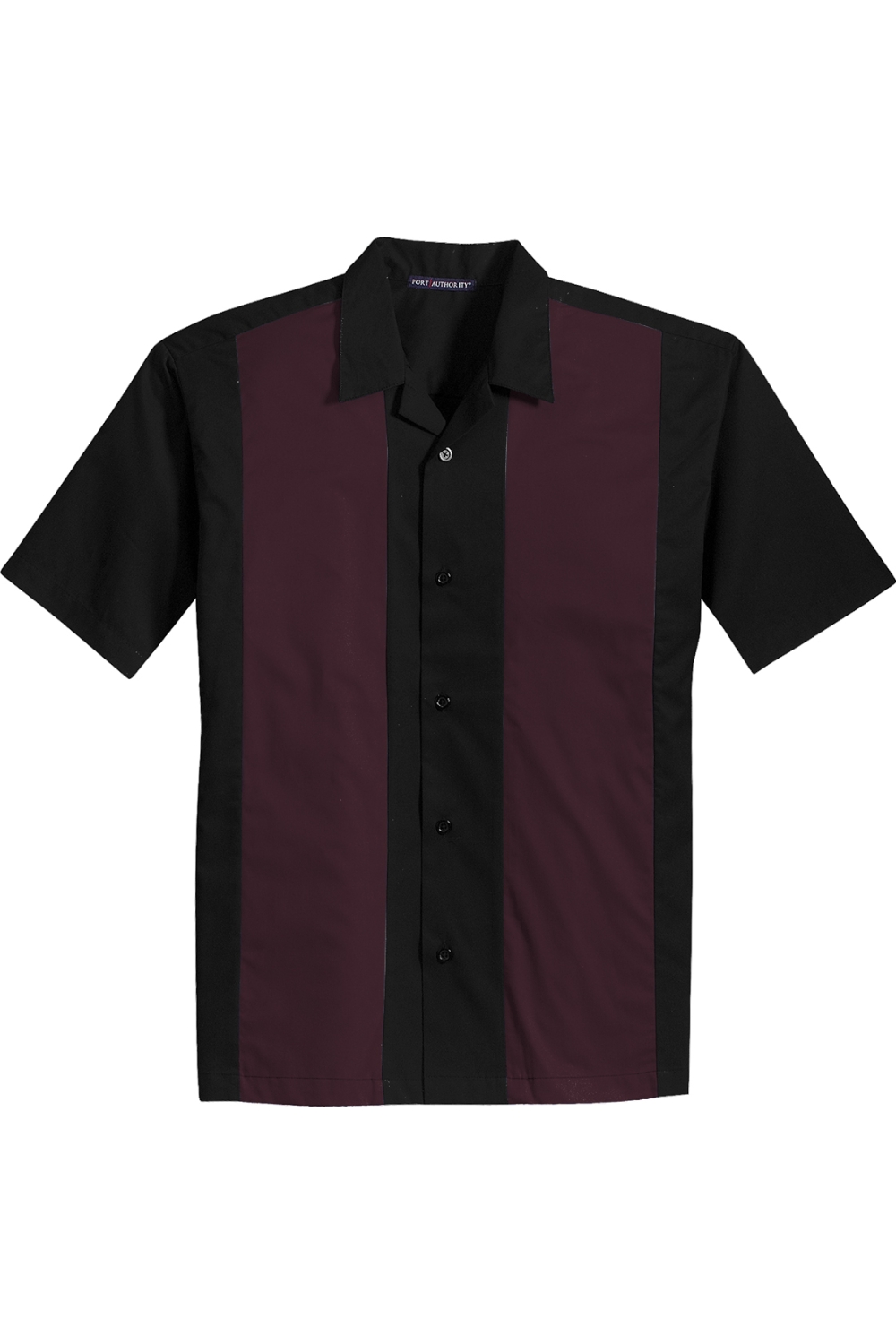 Port Authority Retro Camp Shirt in Black/ Burgundy