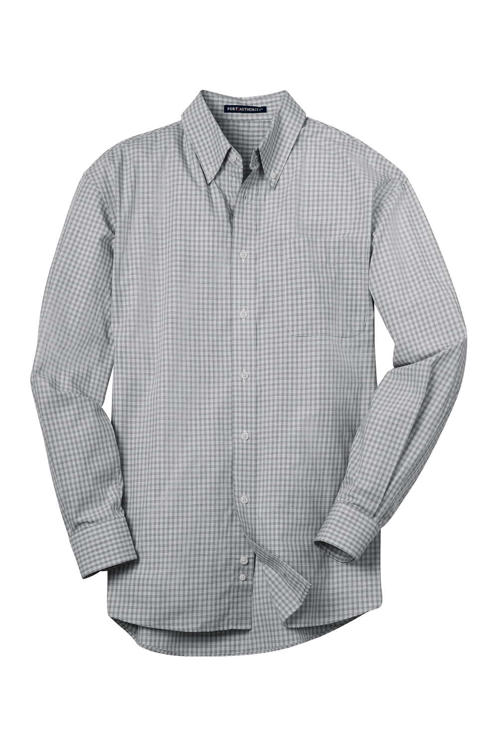 Port Authority Plaid Pattern Easy Care Shirt in Charcoal