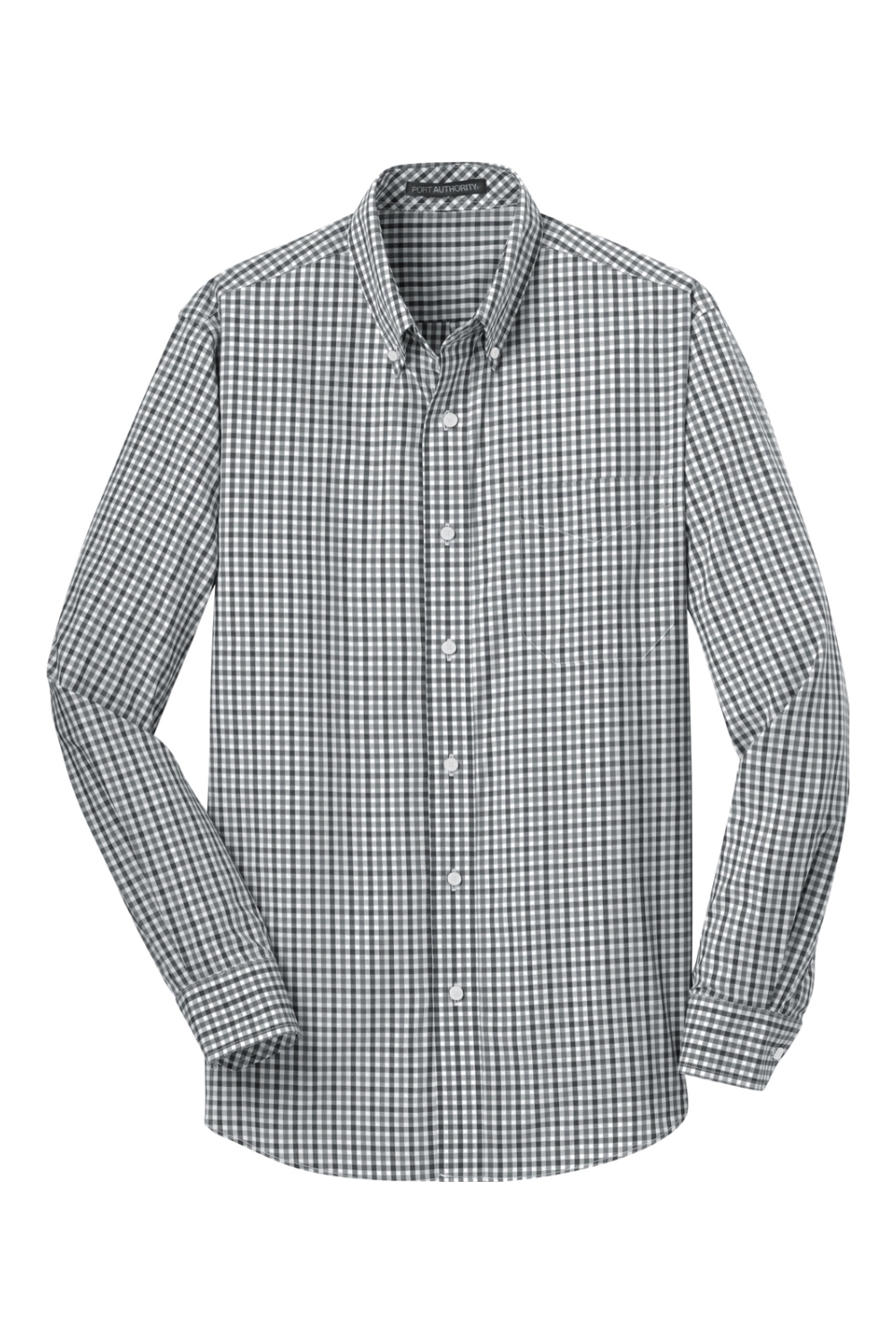 Port Authority Long Sleeve Gingham Easy Care Shirt in Black/Charcoal