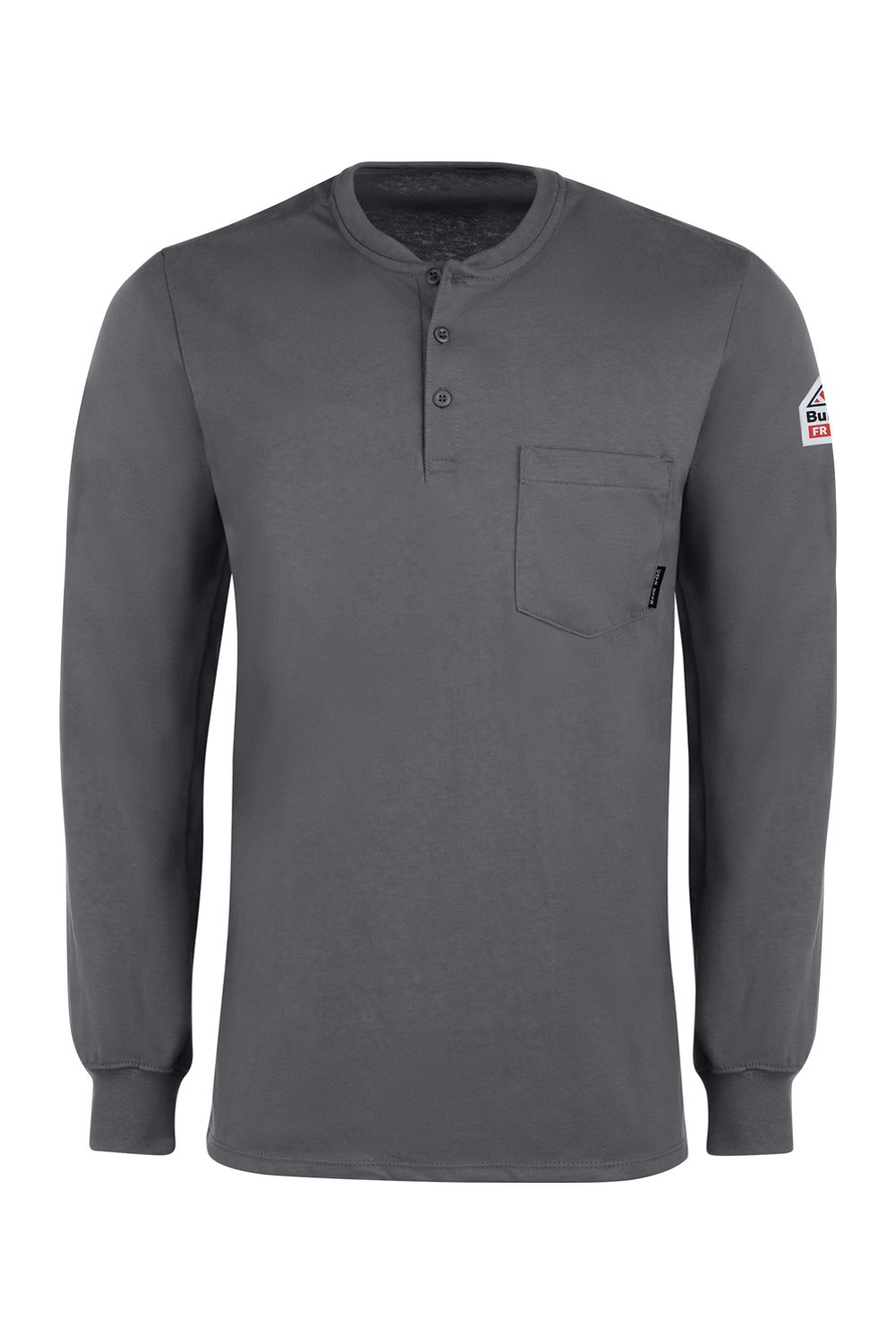 Drop Ship Bulwark Men's Long Sleeve Tagless Henley Shirt