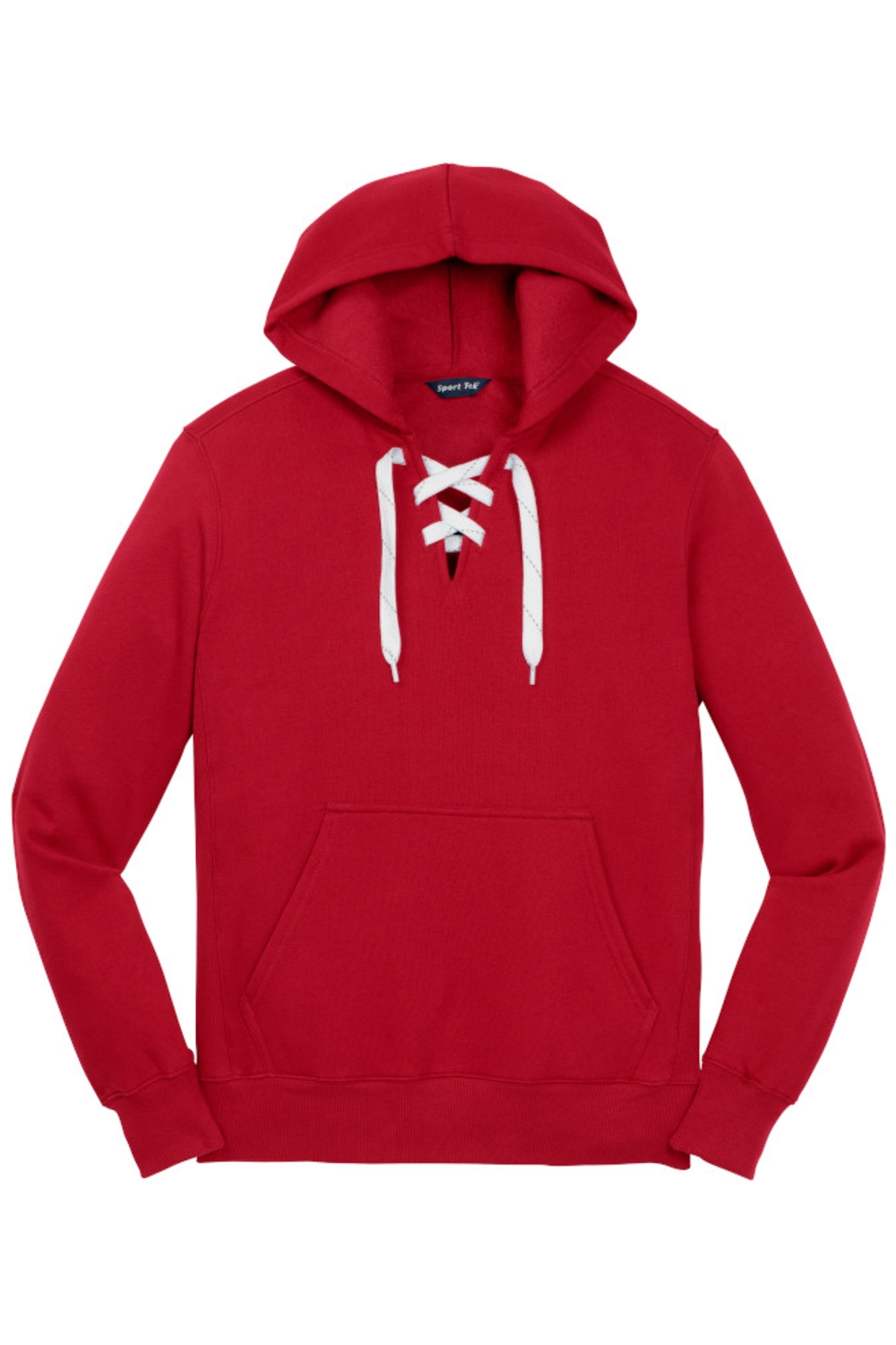 Sport-Tek Lace Up Pullover Hooded Sweatshirt in Deep Red