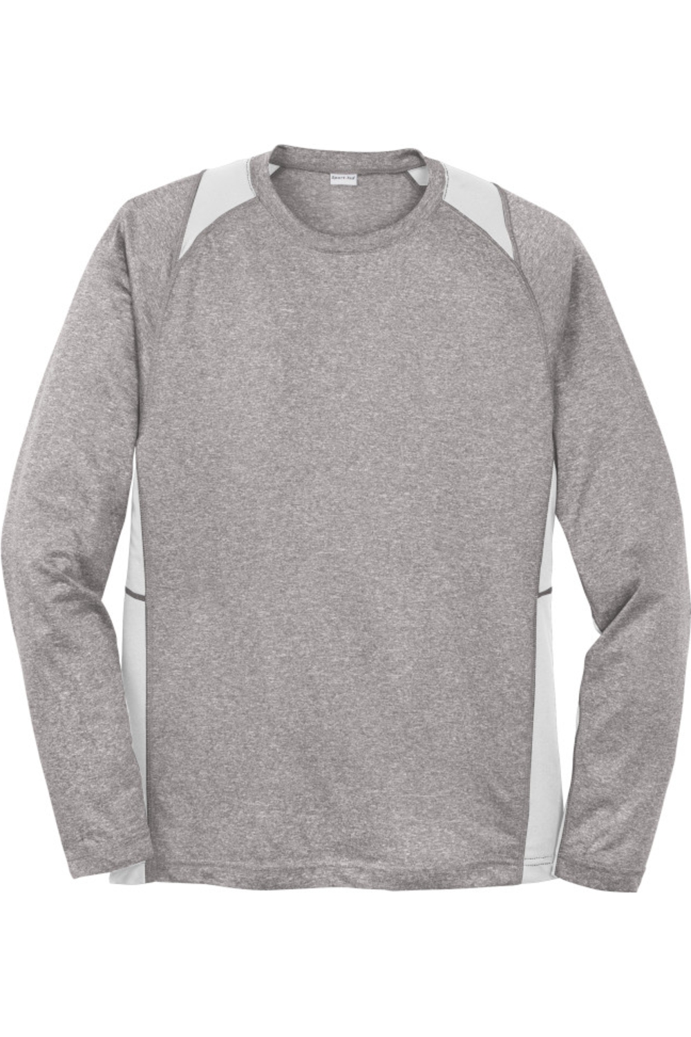 Sport-Tek Long Sleeve Heather Colorblock Contender Tee in Vintage Heather/ White