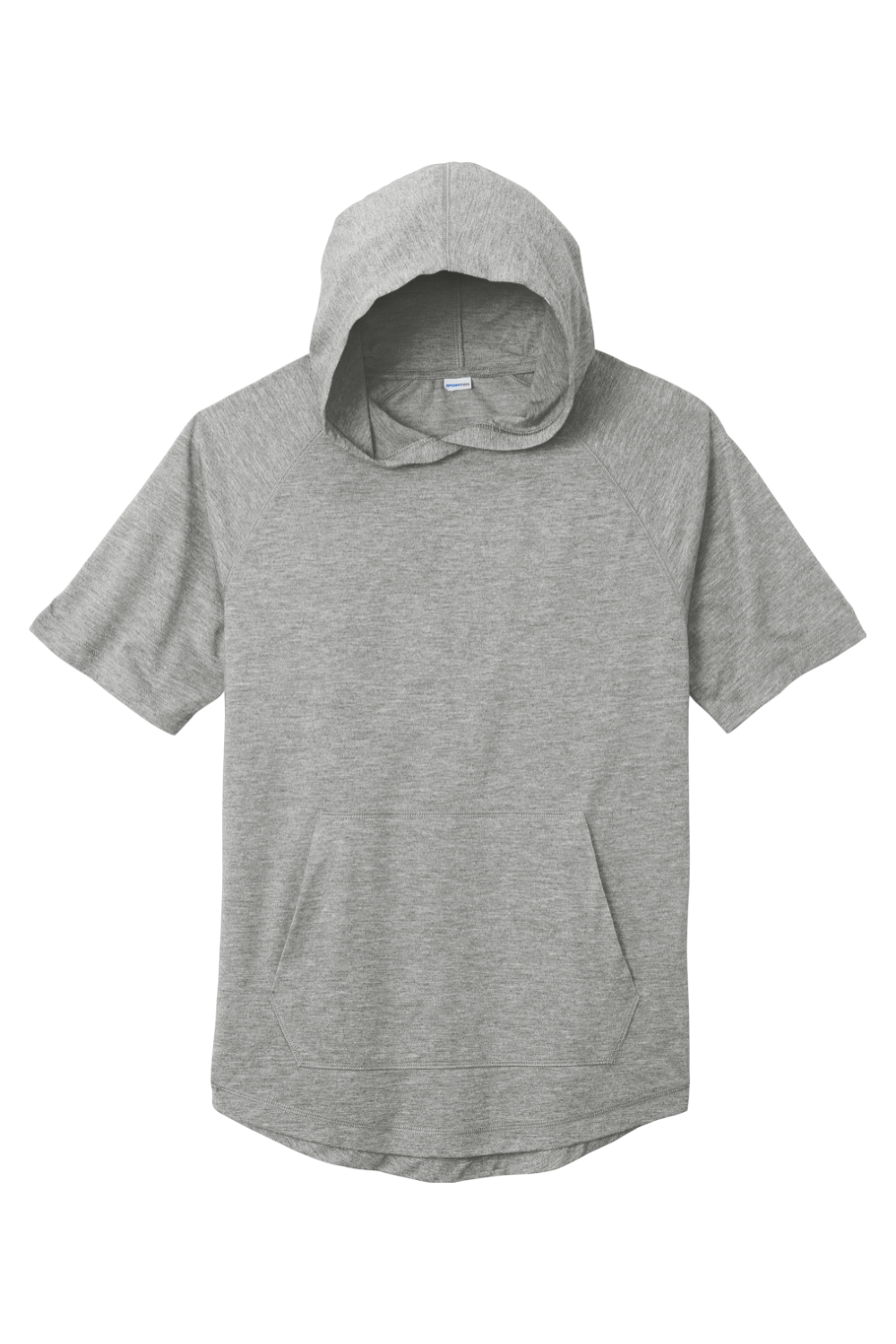 Sport-Tek PosiCharge Tri-Blend Wicking Short Sleeve Hoodie in Light Grey Heather