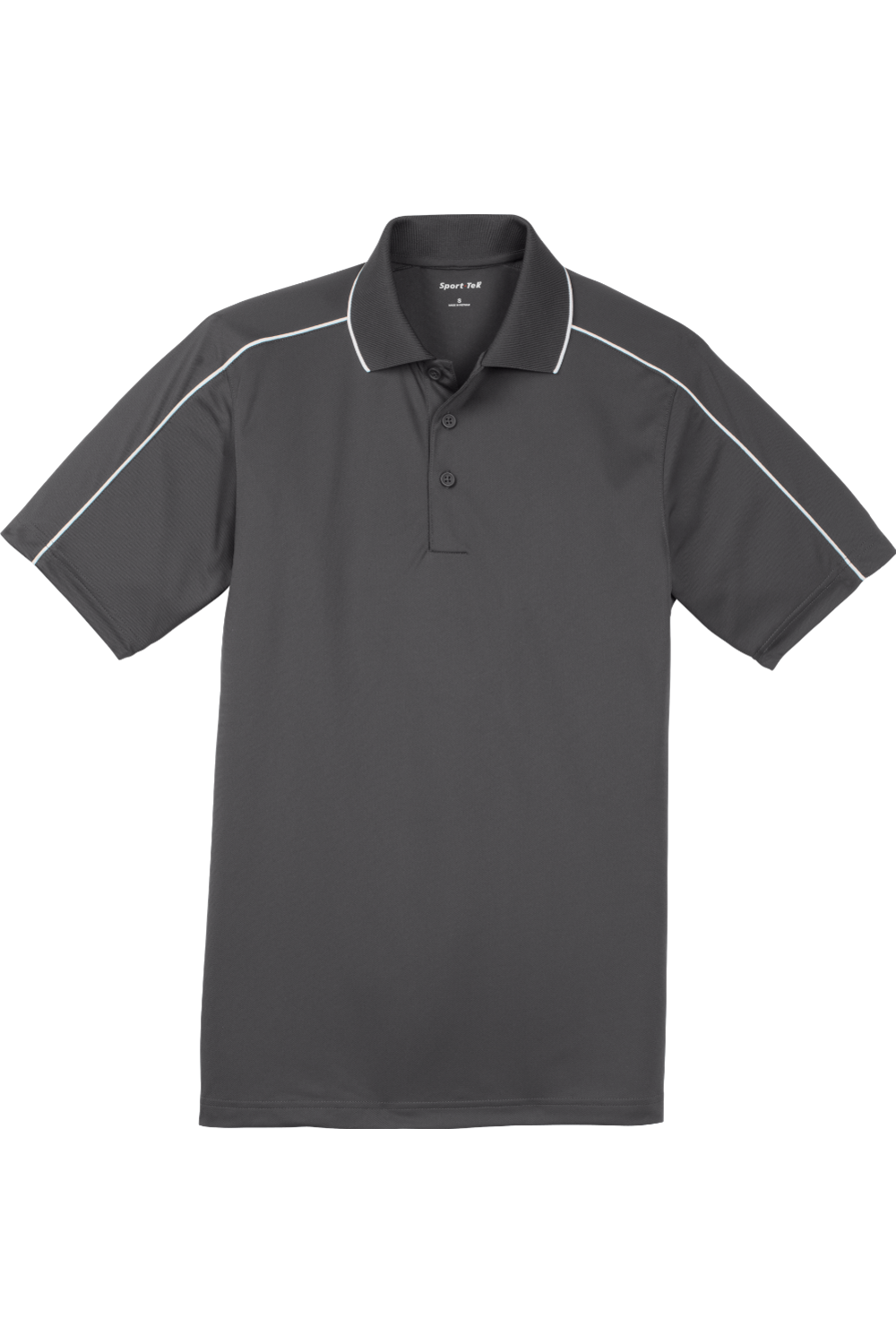 Sport-Tek Micropique Sport-Wick Piped Polo in Iron Grey/ White