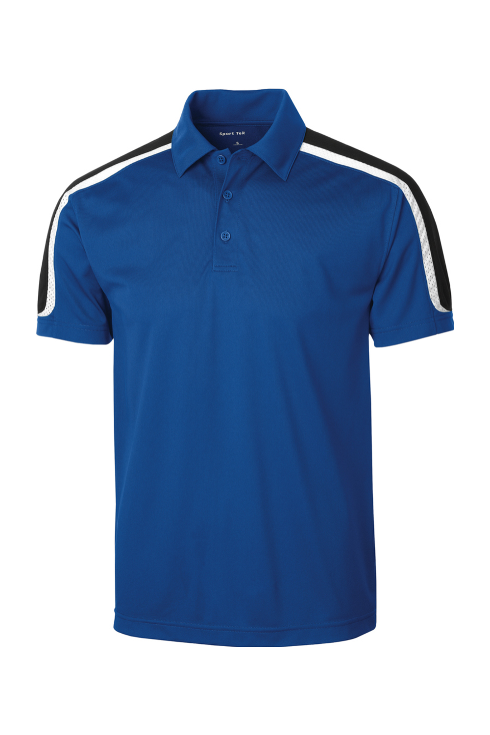 Sport-Tek Tricolor Shoulder Micropique Sport-Wick Polo in True Royal/ Black/ White