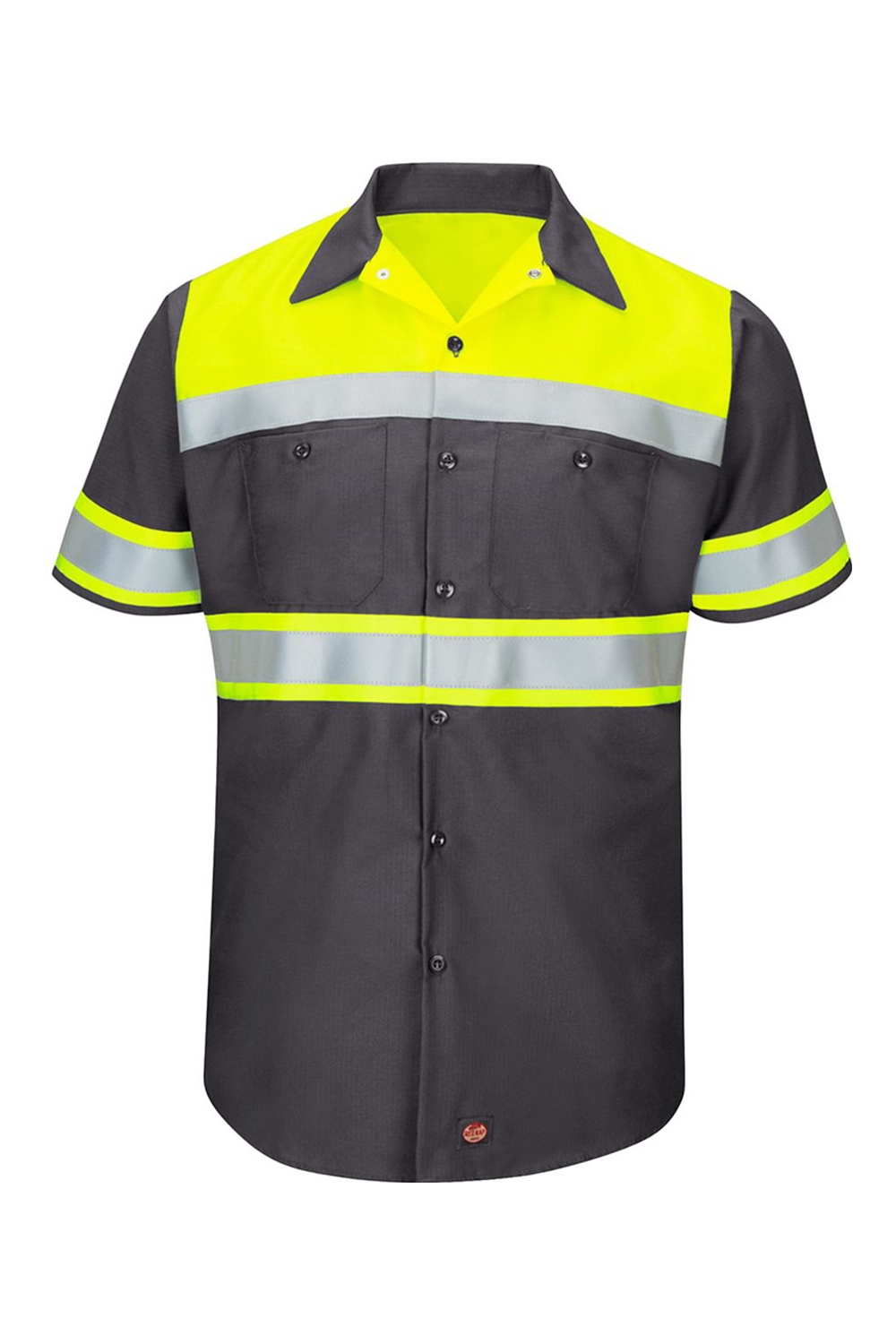 Drop Ship Red Kap Men's Hi-Visibility Colorblock Ripstop Short Sleeve Work Shirt