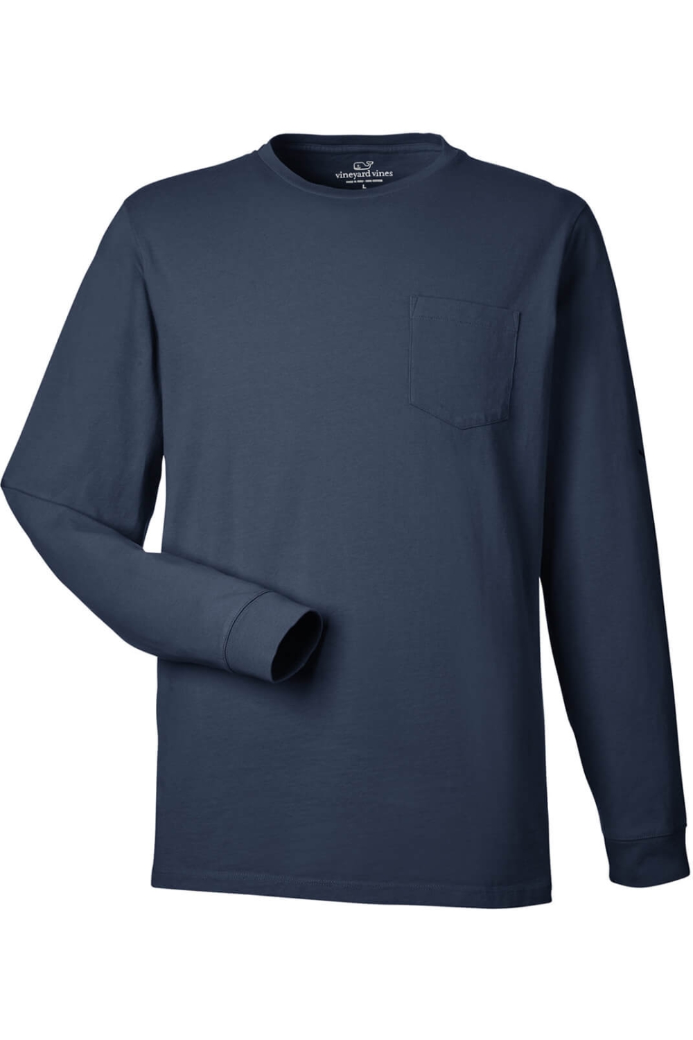 Vineyard Vines Long Sleeve Pocket T-Shirt in Blue Blazer/ White Cap