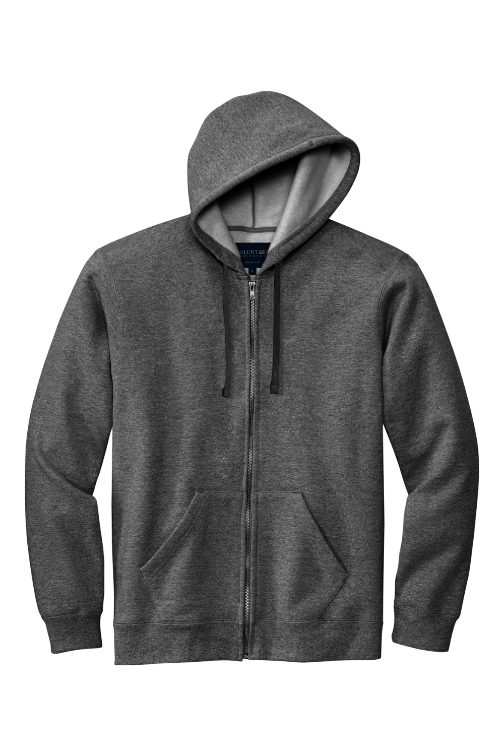 Volunteer Knitwear Chore Fleece Full-Zip Hoodie in Charcoal Heather