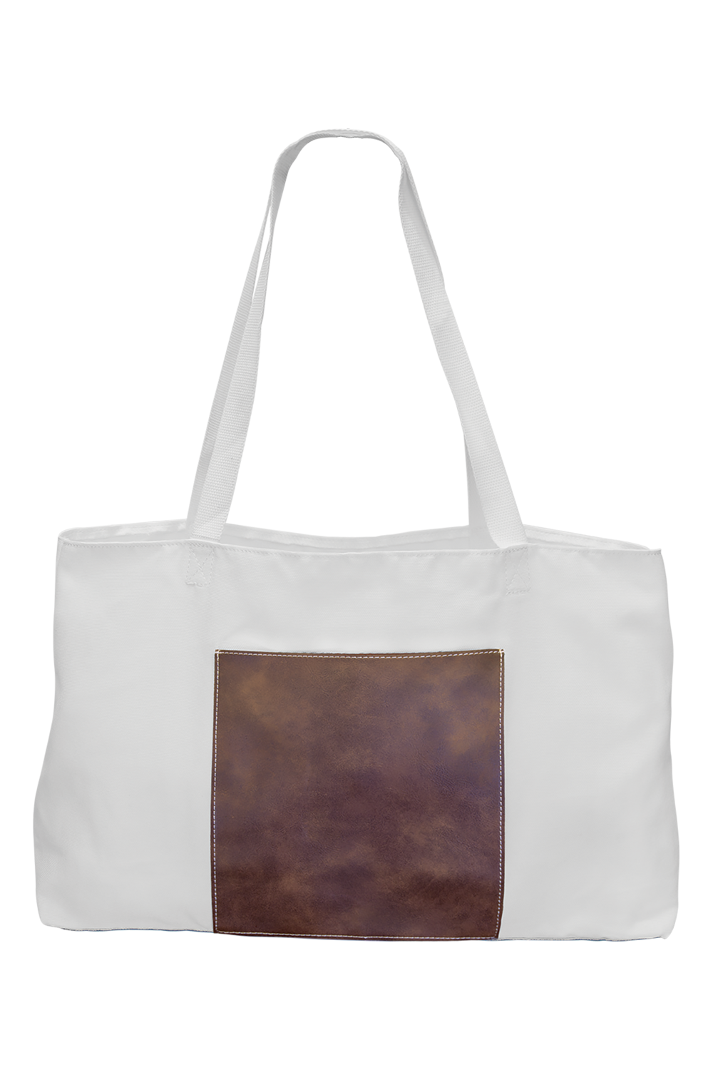 19" x 12" White Bag with 5" Laserable Leatherette Gusset
