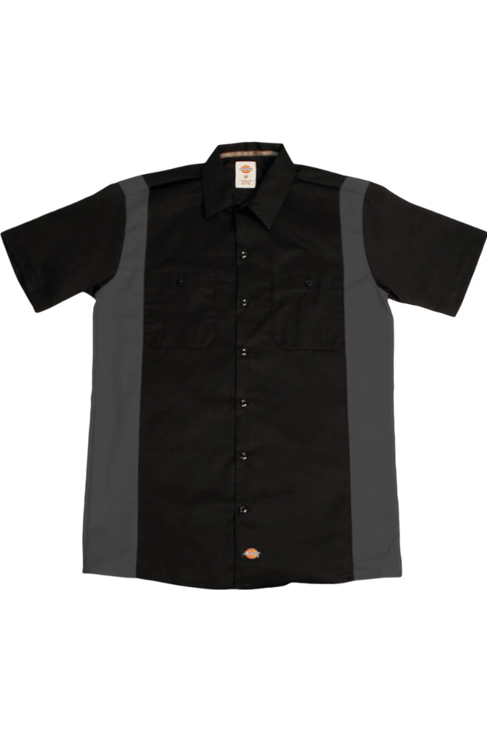 Dickies Men's Two-Tone Short Sleeve Work Shirt in Black/ Charcoal