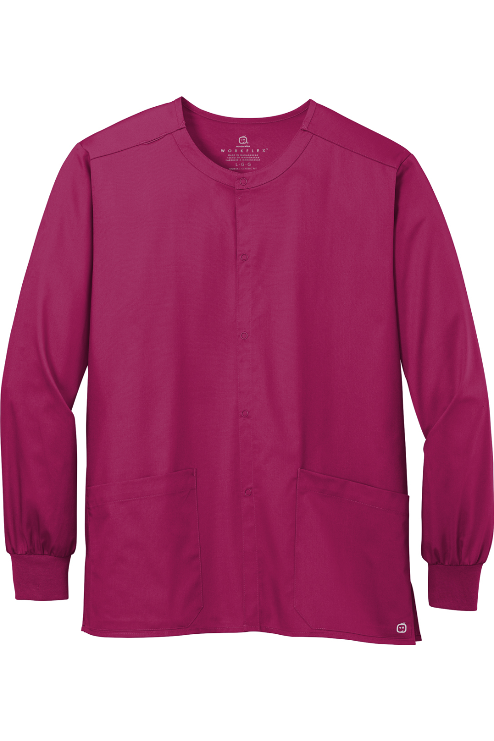 Wink Unisex WorkFlex Snap-Front Scrub Jacket in Wine