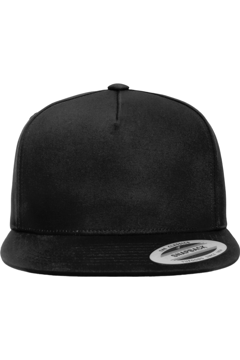 Yupoong Five-Panel Cotton Twill Snapback Cap in Black