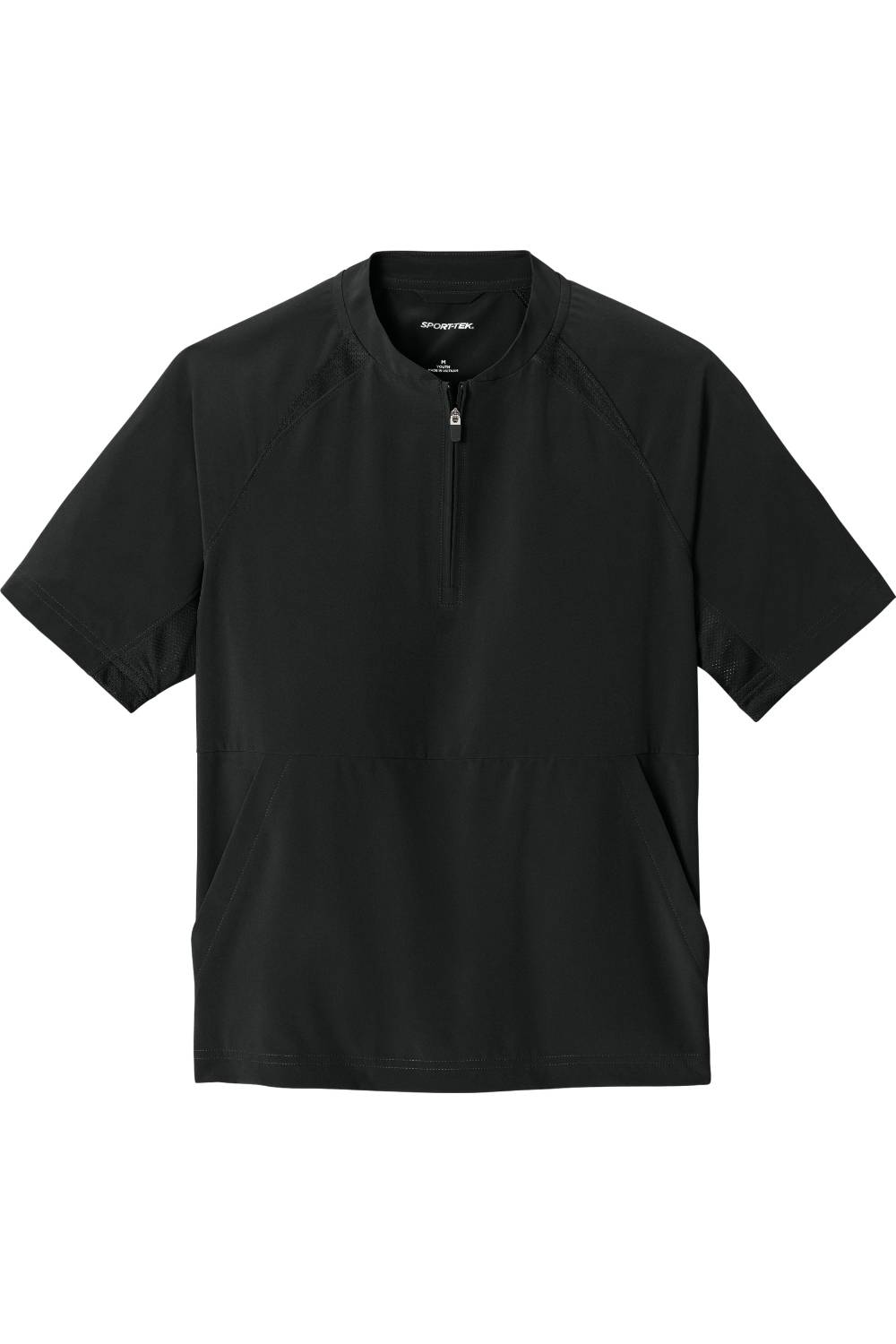 Sport-Tek Youth Repeat 1/2-Zip Short Sleeve Jacket in Black
