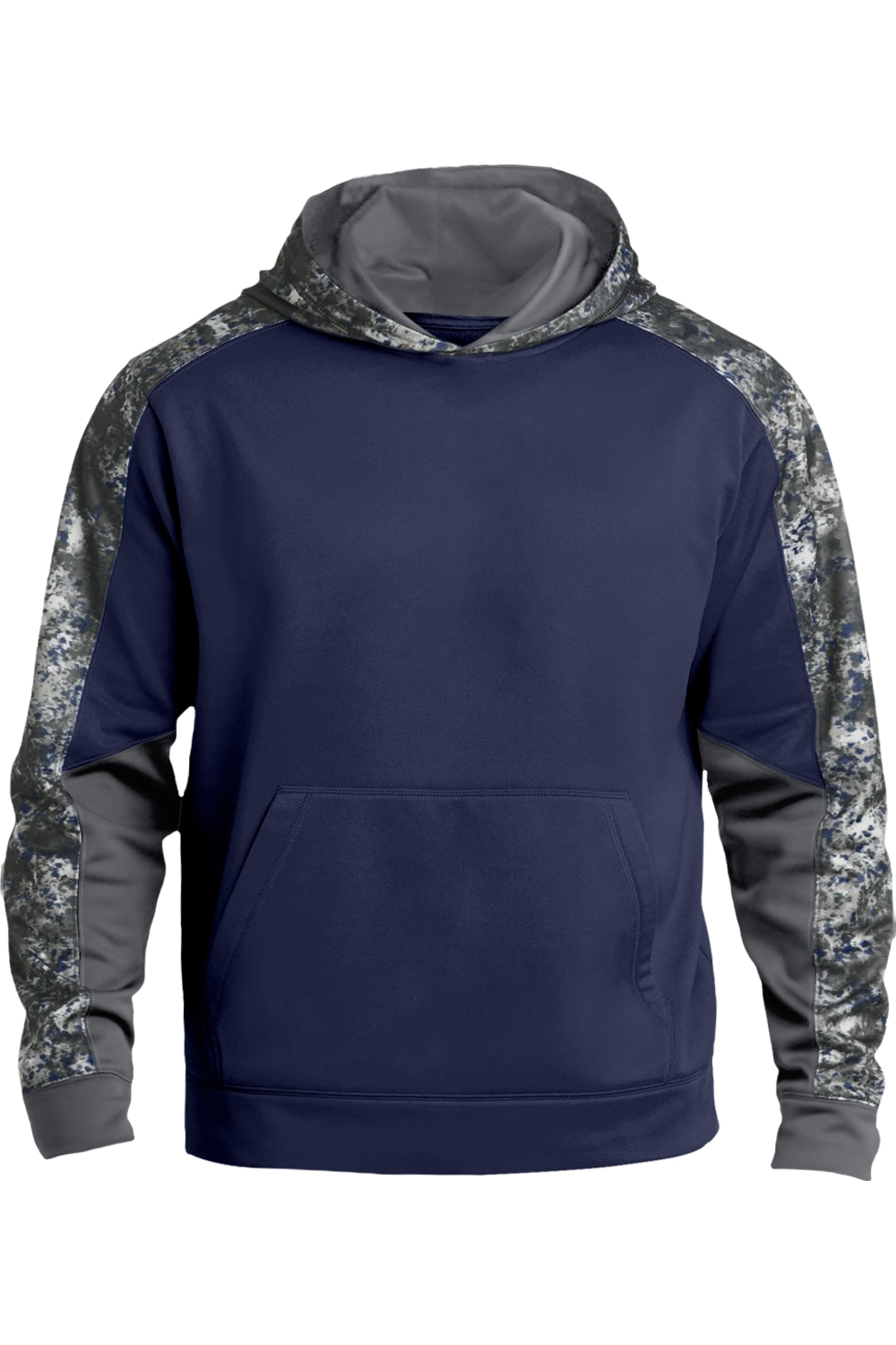 Sport-Tek® Youth Sport-Wick® Mineral Freeze Fleece Colorblock Hooded Pullover in True Navy/ Navy