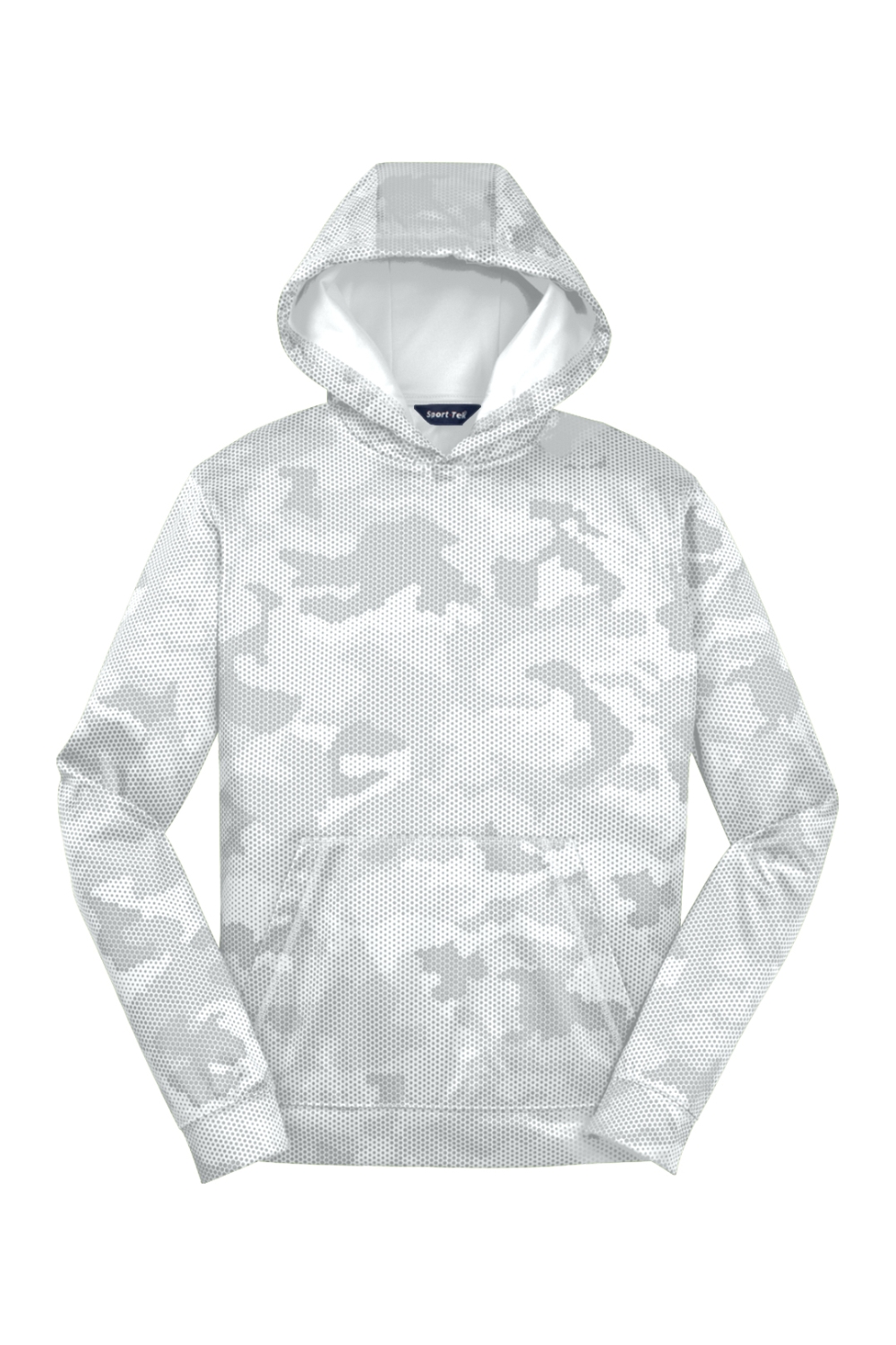 Youth Sport-Tek Sport-Wick CamoHex Fleece Hooded Pullover in White