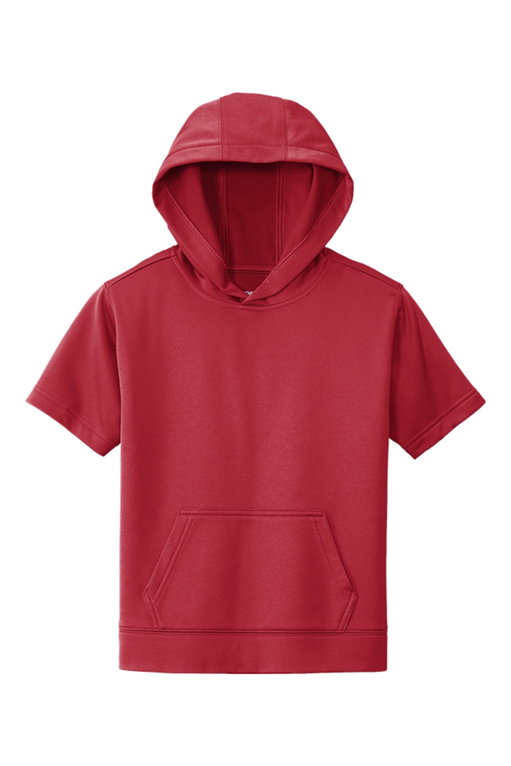 Sport-Tek Youth Sport-Wick Fleece Short Sleeve Hooded Pullover in Deep Red