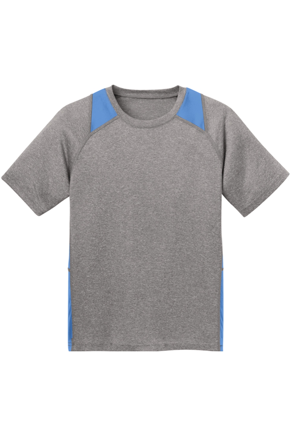Sport-Tek® Youth Heather Colorblock Contender™ Tee in Vintage Heather/ Carolina Blue