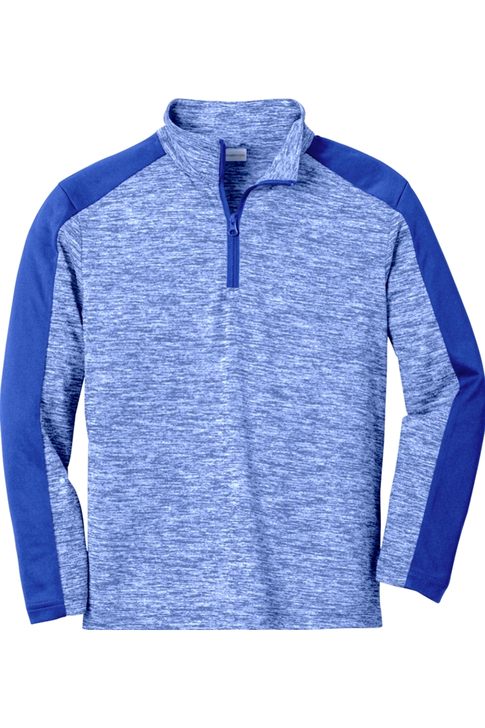 Youth Sport-Tek PosiCharge Electric Heather Colorblock 1/4-Zip Pullover in True Royal Electric/ True Royal