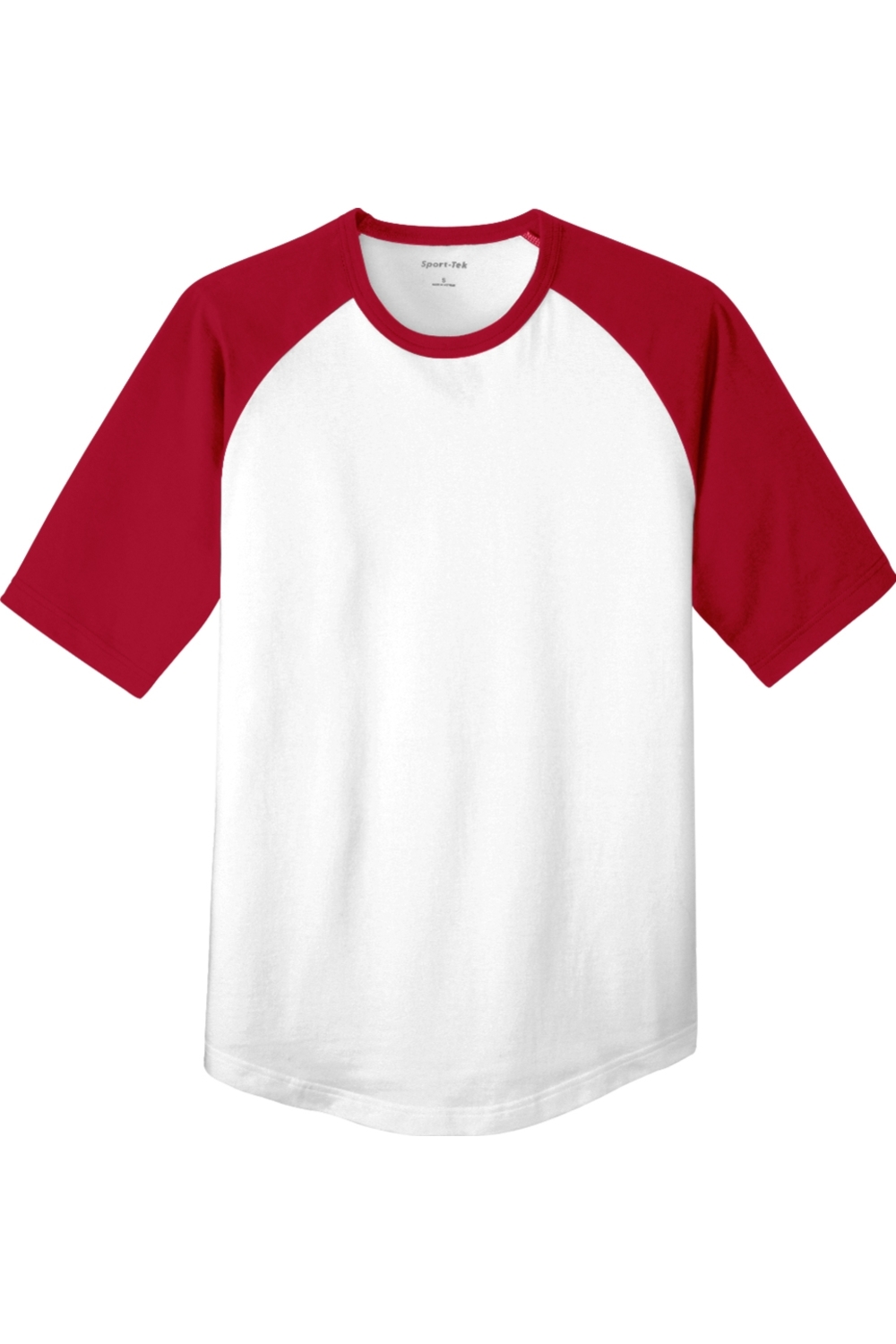 Youth Sport-Tek Short Sleeve Colorblock Raglan Jersey in White/ Red