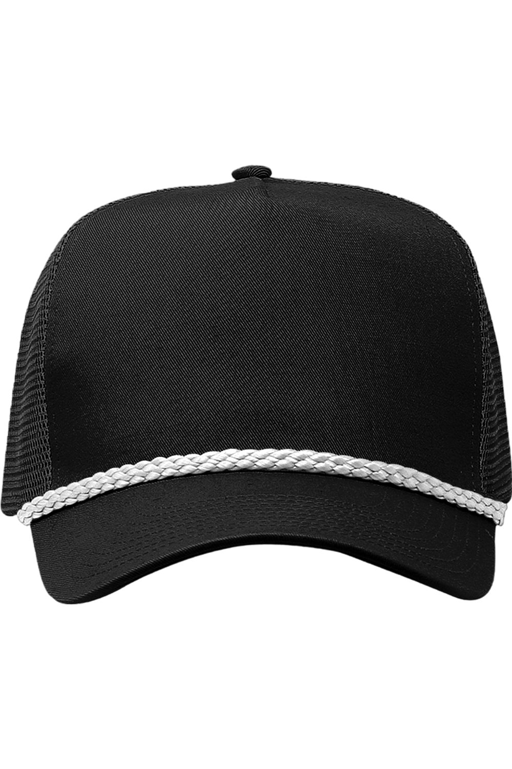 Cobra 5 Panel Rope Cap in Black White Braid
