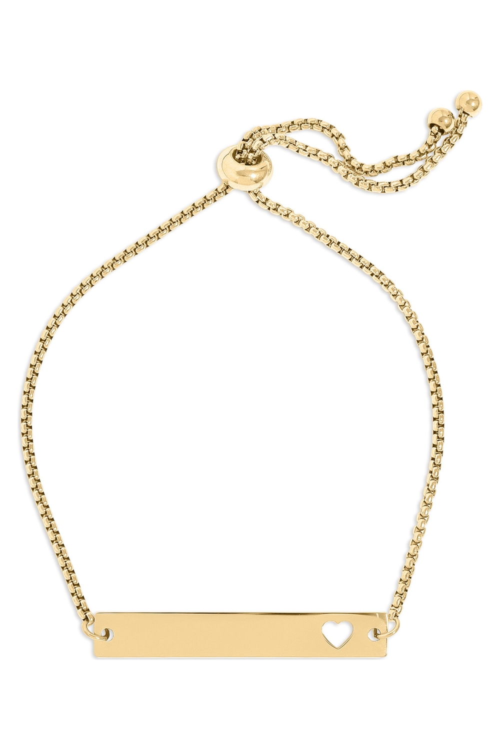 Adjustable Heart Cutout Flat Bar Bracelet