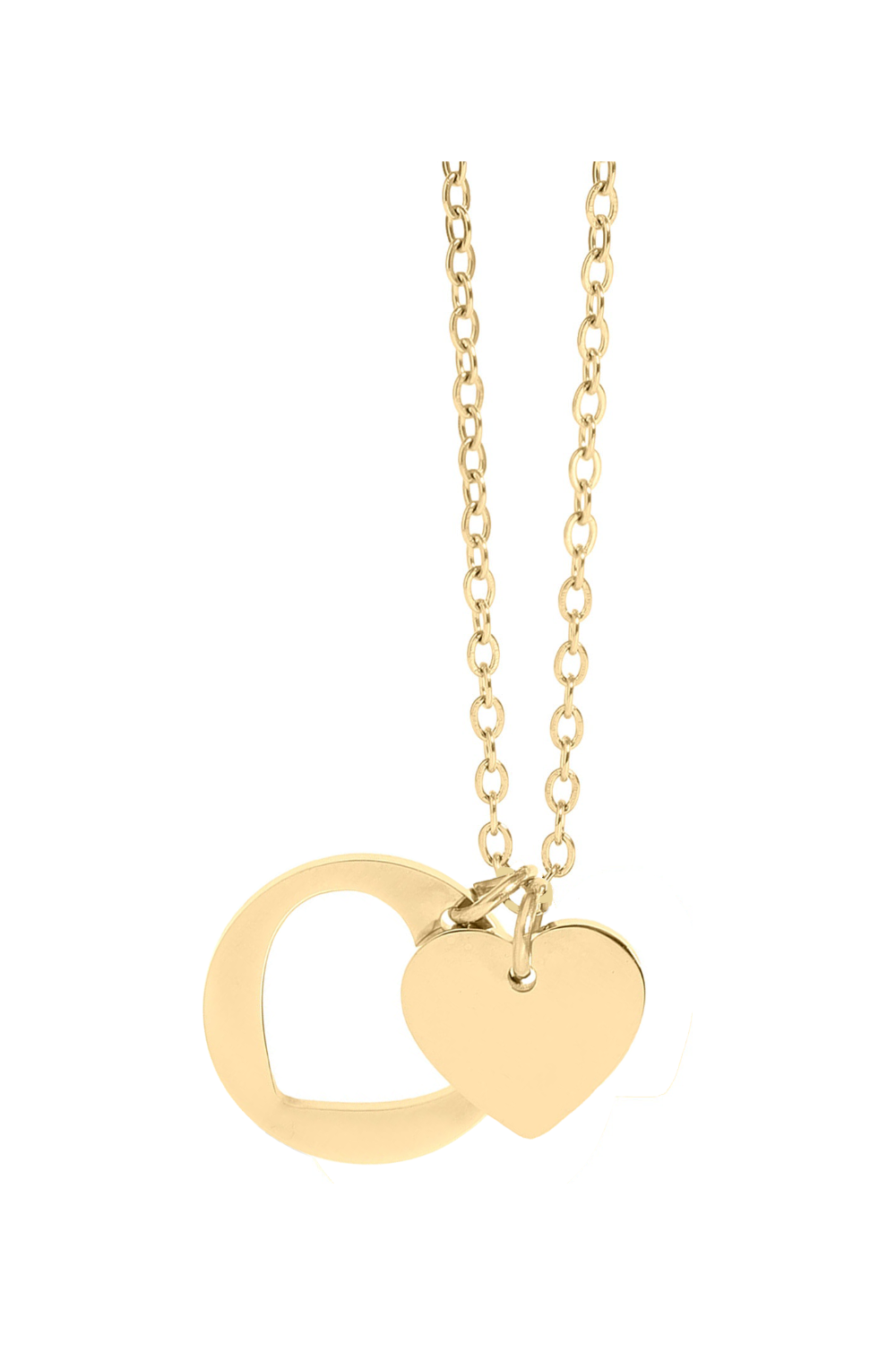 Heart Cutout Necklace with 2" Extension in Gold