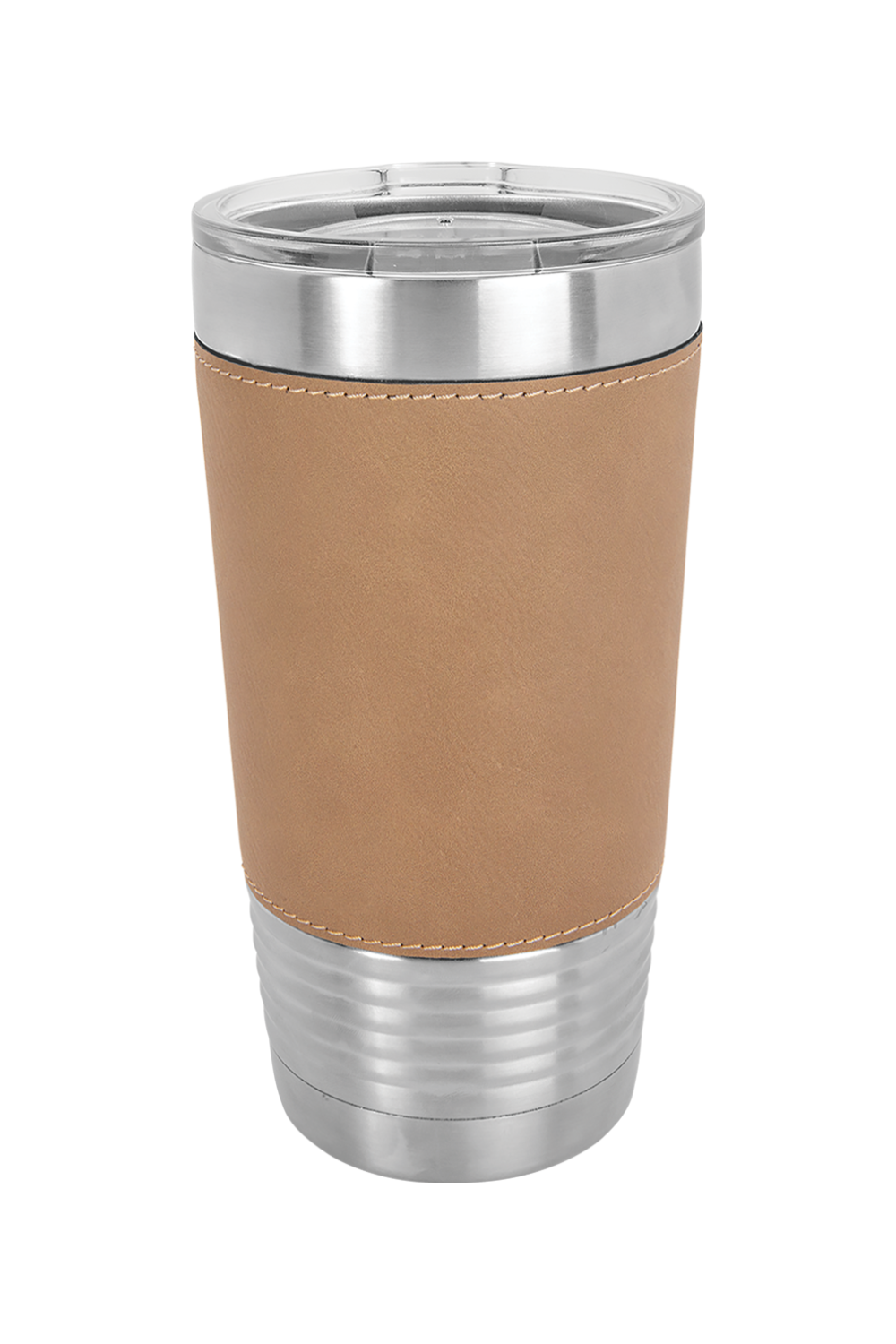 20oz Leatherette Insulated Tumbler with Clear Lid in Light Brown